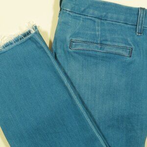 Frank & Eileen Wicklow Italian Denim Crop Chinos Womens 8 Blue Pants Raw Hem